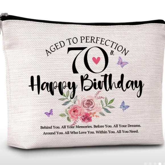 Handbags - Happy Birthday 70th Floral Cosmetic Pouch -